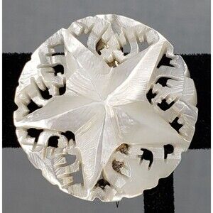 Vintage Round Mother of Pearl Star of Bethlehem Brooch/Pin, Signed BETH-LEHEM